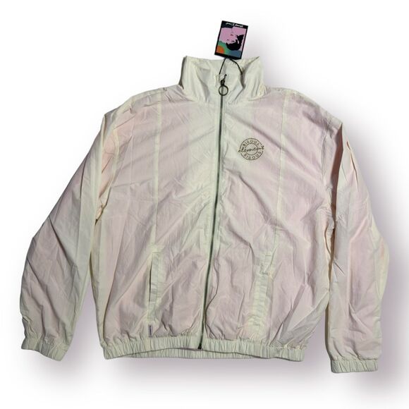 Element x‎ Bisous Vacances Gorpcore Tracksuit Jacket White/Pink Retro 80s Large - Picture 1 of 12